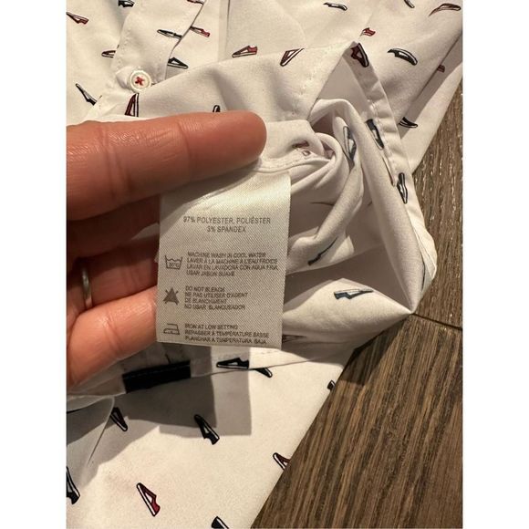 Report Collection Short Sleeve Button Down Sneaker Print Shirt - Picture 6 of 6